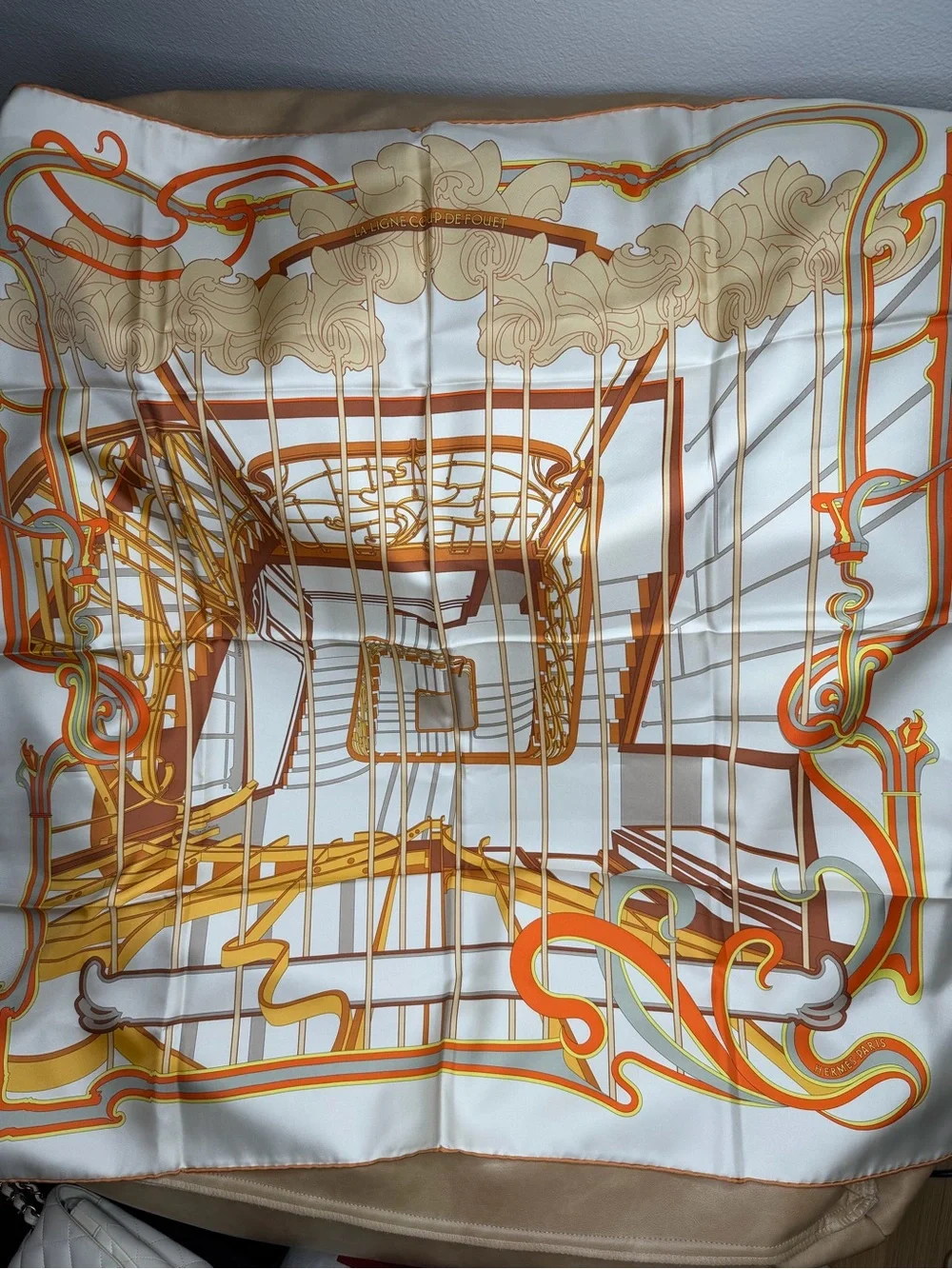 Hermes La Ligne de Fouet Silk Scarf